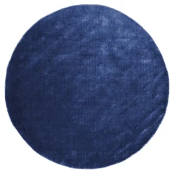 Rond Vloerkleed - Recycled PET With Viscose Look (navy)