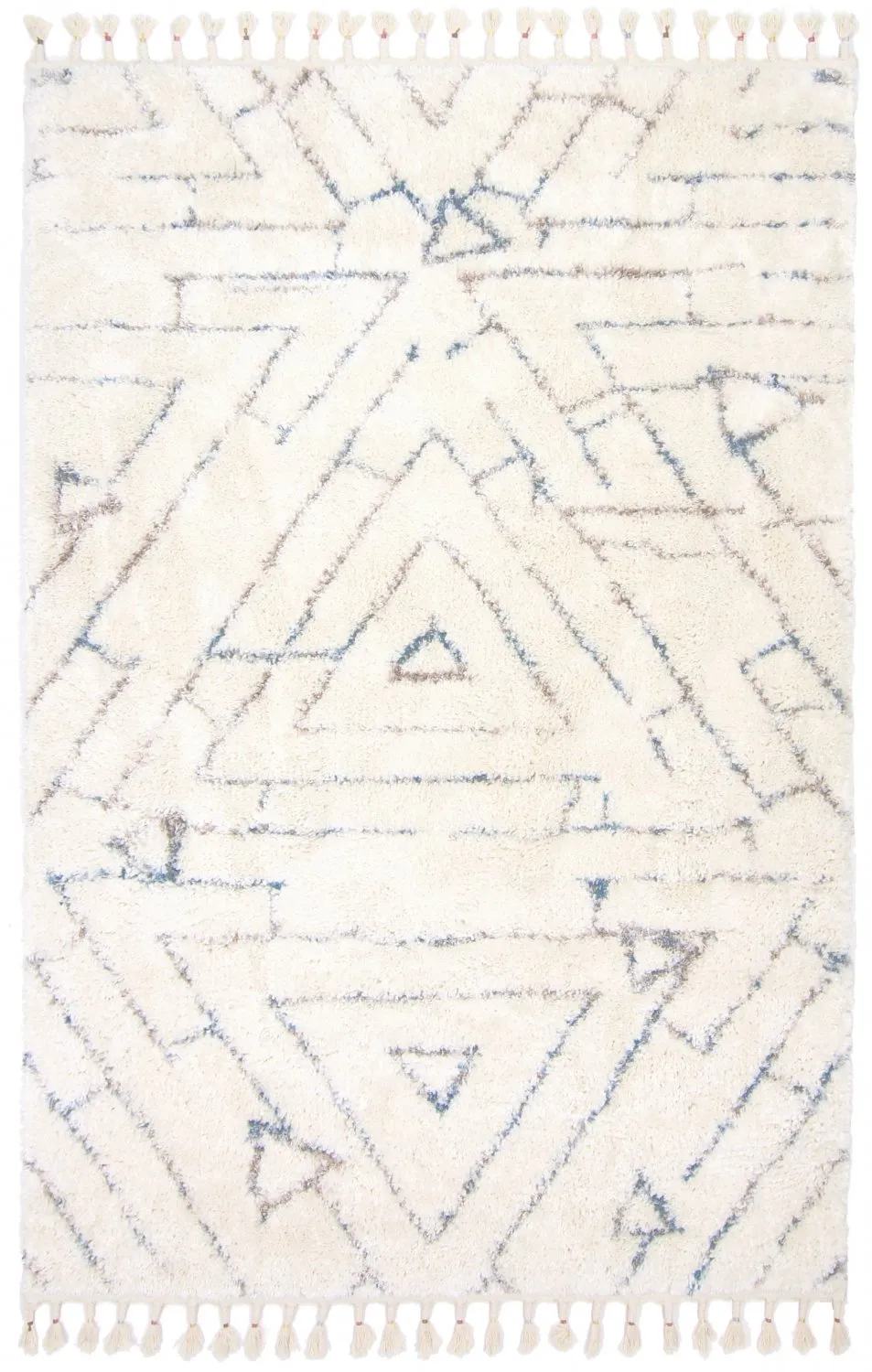 Hoogpolig Vloerkleed - Valencia (blauw/multi)