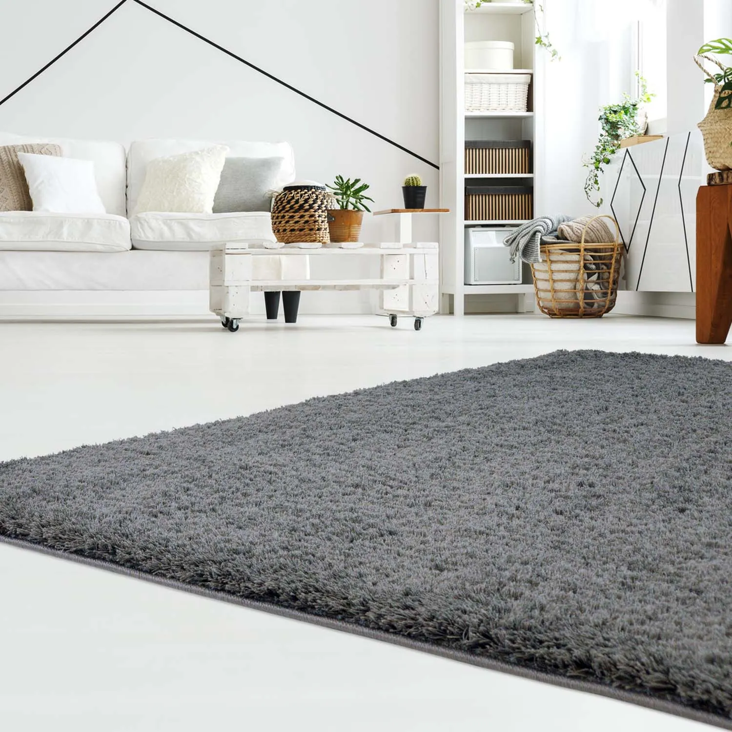 Hoogpolig Vloerkleed - Soft Shine (Donkergrijs) - Afbeelding 3