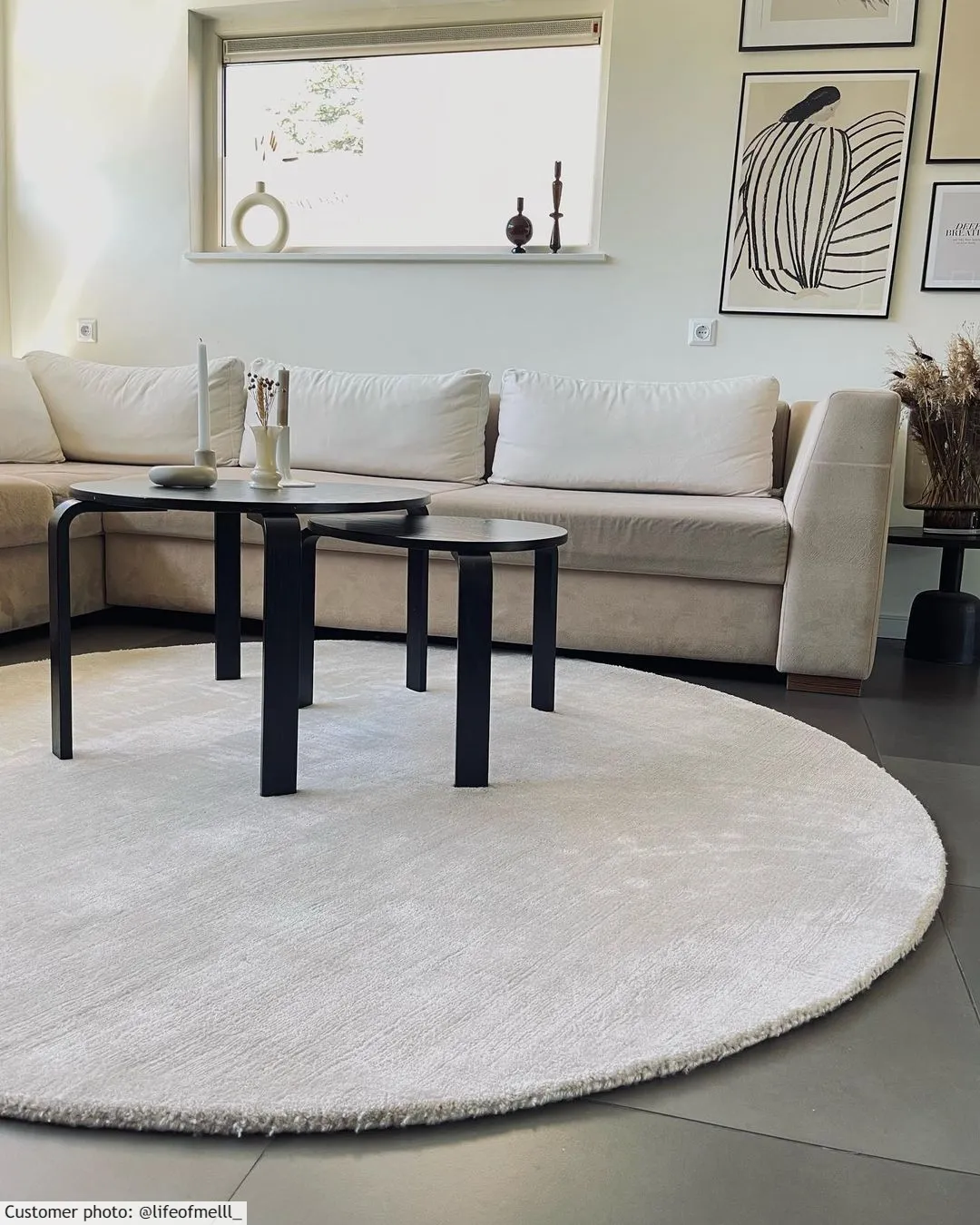 Rond Vloerkleed - Recycled PET With Viscose Look (offwhite) - Afbeelding 2